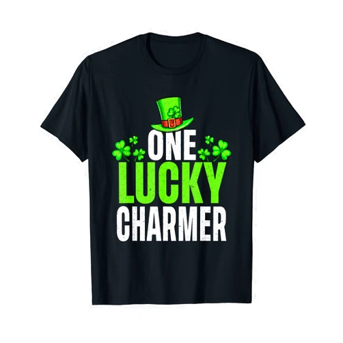 LUCKY CHARMER Funny St Patrick Day Gifts LUCKY CHARMER Funny St. Patrick's Day Clover Boys Kids Girl T-Shirt