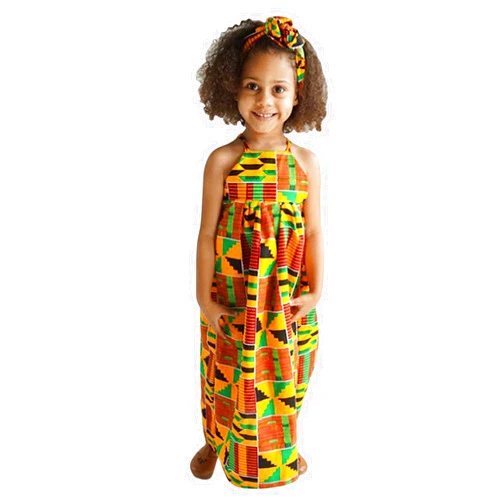 KAGAYD Kimbird Toddler Girls Backless Sleeveless Dress African Dashiki Traditional Suspenders Strap Maxi Dresses