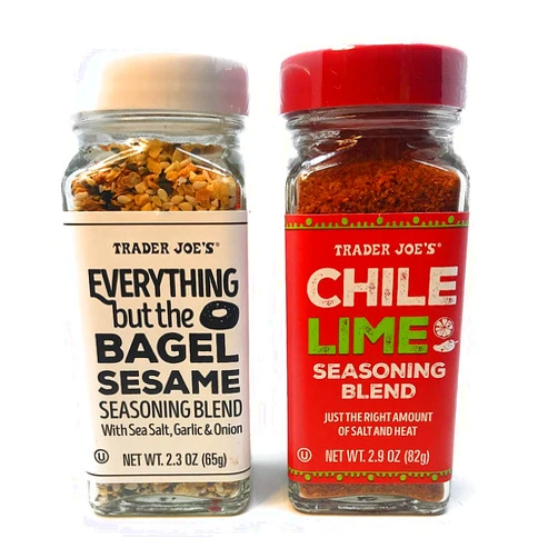 Trader Joe's Seasonings Bundle - Everything But The Bagel Sesame and Chile Lime Seasoning Blends (1 of each)