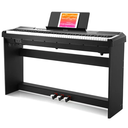Donner DEP-10 Digital Piano 88 Key Semi-Weighted, Full-Size Electric Piano Portable Keyboard for Beginners, with Furniture Stand, Triple Pedals, Power Supply