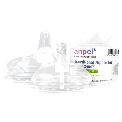 ANPEI Straw and Sippy Cup Transitional Nipples Set of 2 with Nipple Storage Case Compatible with Comotomo Baby Bottles, 5 oz and 8 oz