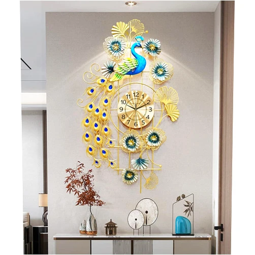 RKNHXAJ 39inch Large Peacock Wall Clock Silent Non-Ticking,3D Peacock Design Modern Art Clock Home Decorative Big Wall Clocks for Living Room Bedroom Dining Room Decor