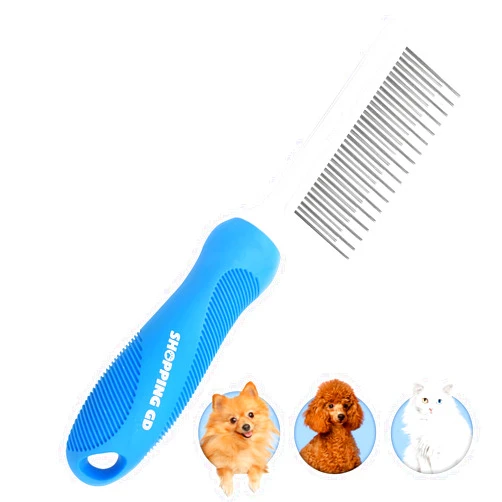Shopping GD Detangling Pet Grooming Comb for Dogs & Cats with Long & Short Stainless Steel Metal Teeth for Removing Tangles and Knots - Dematting Brush to Detangle Matted Hair
