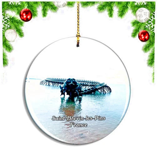 Weekino Saint-Brevin-les-Pins France Le Serpent d'Ocean Christmas Ornament Xmas Tree Decoration Hanging Pendant Travel Souvenir Collection Double Sided Porcelain 2.85 Inch