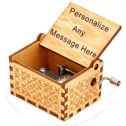 Bastex Personalized Wooden Music Box - Engrave Anything with Different Fonts - Plays You are My Sunshine. Little Wood Musical Box Gift for Daughter, Mom, Birthday, Valentines