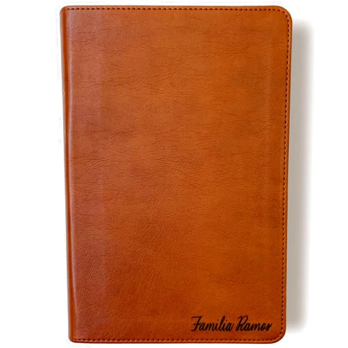 JOY CREATIVE Personalized Spanish/English (RVR/ESV) Parallel Bible, Brown, Hand Lettered and Laser Engraved Name Added to Cover, Personalized Gift for Wedding, Baptism, Graduation or Birthday…