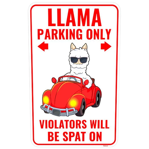 Venicor Llama Sign Decor - 9 x 14 Inches - Aluminum - Llama Gifts for Women Girls - Alpaca Wall Art Decorations Stuff