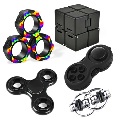 Dr.Kbder Fidget Toys Adults Set, Easter Basket Stuffers Gift for Kids Teen Cool Gadget Sensory Pack with Figette Spinner Cube ADHD Anxiety Relief Stress Magnetic Ring Office Desk Manget Toy for Boys