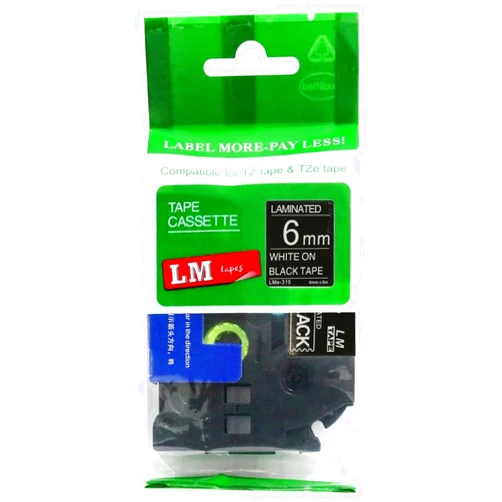 LMe Tapes for PT9200DX LM Tapes - Brother PT-1010 Label Printer 6mm White on Black Compatible TZe P-Touch Tape (1/4