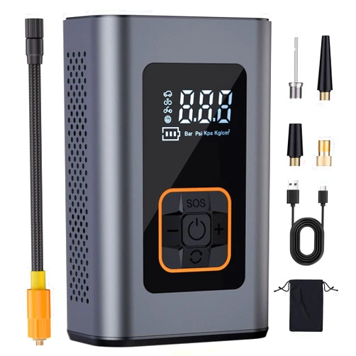 CKWUE Tire Inflator Portable Air Compressor, 6X Faster Small Air Tire Pump for Car Tires, 180PSI Smart Cordless Air Compressor with Digital Pressure Gauge, Motorcycle, Bike & Ball (Sliver)