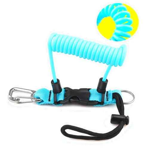 Owekfifv Scuba Diving Coil Landyard, Stainless Steel Spring Coiled Camera Lanyard with Quick Release Metal Buckle