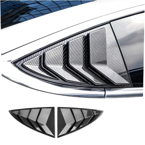 KUNGKIC Only For Tesla Model 3 2017-2024 Rear Side Window Louvers Air Vent Scoop Louver Window Scoop Louver Cover ABS Sun Rain Shade Vent Sport Style 2PCS Cool Exterior Decoration(Glossy Carbon Fibre)