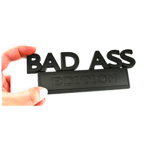 DecalRoom 1Pack Big Size Bad Ass Edition Emblem 3D Badass Badge Sticker Decal with Tape Replacement for Cars, Trucks, Motorcycles, Boats Laptops (Matte Black)