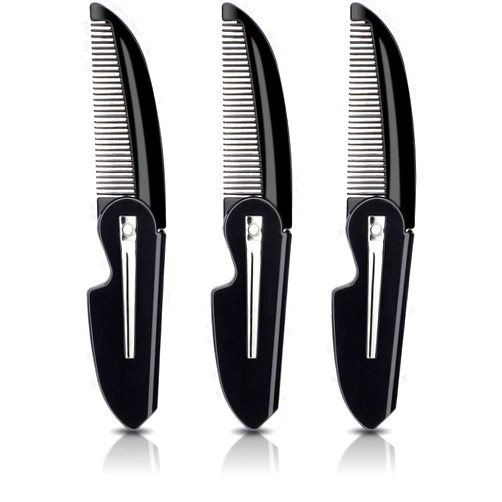 Patelai 3 Pieces Folding Beard Comb Mustache Comb Small Pocket Comb for Men Everyday Grooming and Hair Care