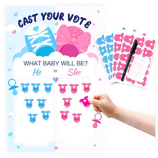 JellyPanda Revelacion De Sexo De bebe,Boy or Girl Gender Reveal Games for guests,Supply Gender Reveal Voting Board as Gender Reveal Decorations for Baby Gender Reveal Ideas Party