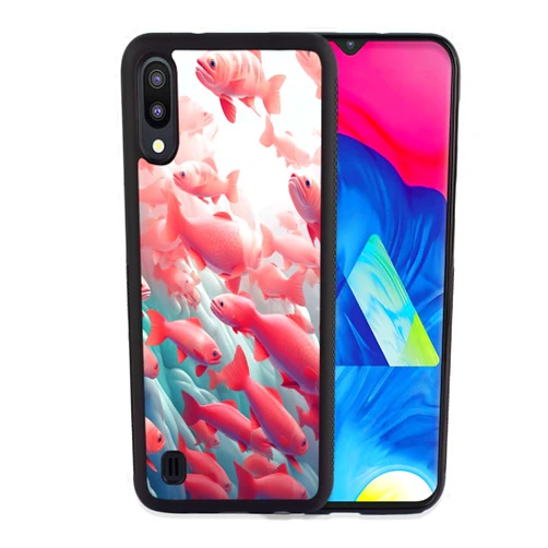 KUAVETO Case for Samsung Galaxy M01 M10 M11 M12 M14 5G M20 M21S M22 M23 5G with Salmon-BI103,Soft Black TPU Rubber Full Body Protective
