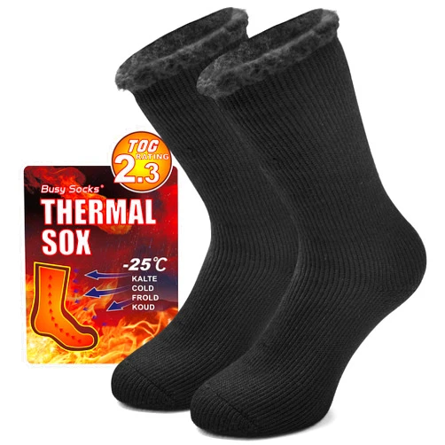 Busy Socks Winter Warm Thermal Socks for Men Women Extra Thick Insulated Heated Crew Boot Socks for Extreme Cold Weather