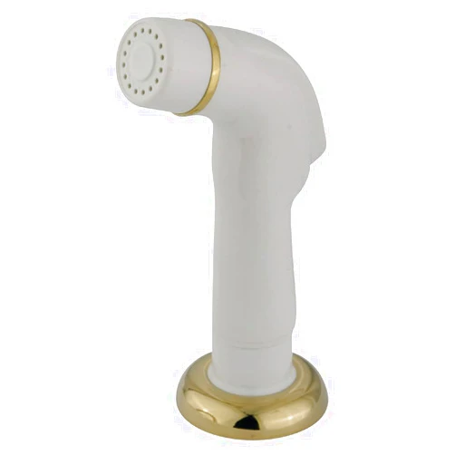 Kingston Brass Gourmetier KBS752SP Kitchen Faucet Sprayer with Hose, White Sprayer with Polished Brass Flange