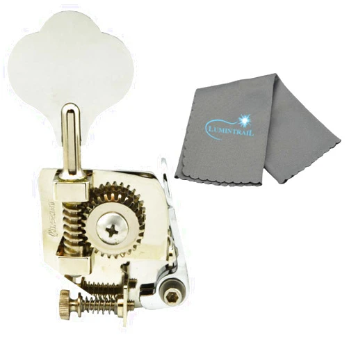 Hipshot BT7 Bass Xtender Bass Side Nickel Clover Key - 20700N Bundle with a Lumintrail Polishing Cloth
