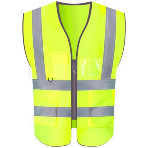 FJZZHY Stay Safe and Visible Reflective Safety Vests - 2-Pack for Women and Men - High Visibility, Pockets, and Zipper Front - Neon Green