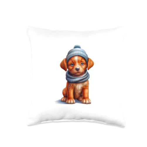 Bäume Meditieren, lustige Bayern Sprüche Funny Dog Puppy with Hat Comic for Men Women Children Throw Pillow, 16x16, Multicolor