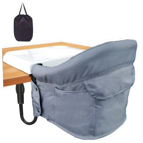 Ravmix Hook On High Chair, Ravmix Clip on High Chair with Removable Dining Tray for Babies and Toddlers, Fold-Flat Storage Portable Baby Feeding Seat, Attach to Fast Table Chair for Home Travel, Grey