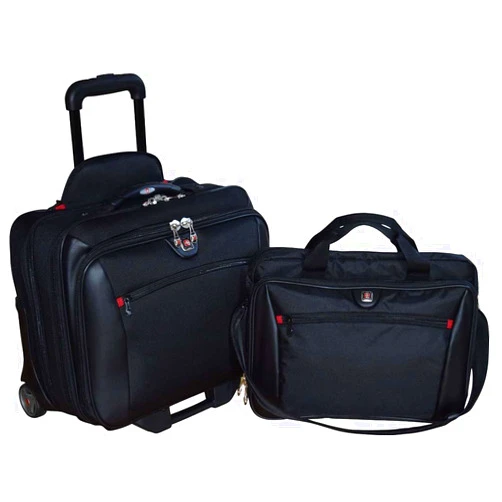 Wenger SwissGear Potomac 2-Pc Business Set With Double Zipper Overnighter Rolling Case And Matching 15.4
