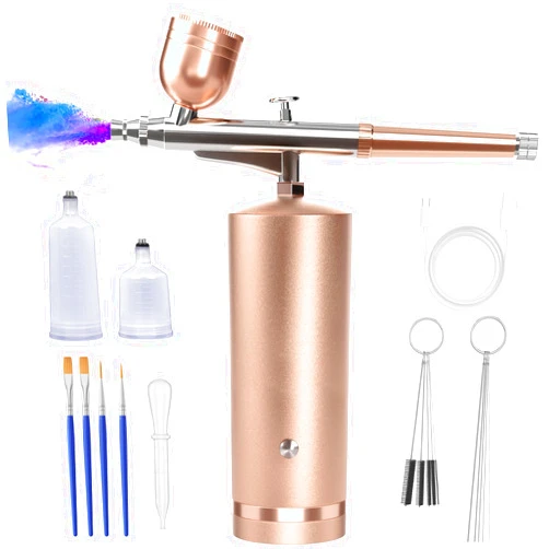 GEDSTMDRK Airbrush Kit with Compressor - 48PSI Rechargeable High-Pressure Airbrush Set for Nail Art, Makeup, Painting & Cake Decorating， Non-Clogging High Pressure Air Brush with 0.3mm Nozzle