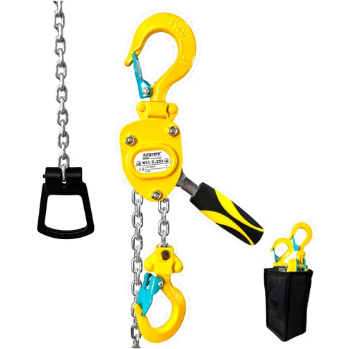 KITUYOTO Mini Lever Chain Hoist - 1/4 Ton(550lbs) Capacity,5Ft Lift, Manual Lever Bolck Chain Heavy Duty Puller,Come Along Winch,G80 Chain Fall Hoist with Safety Hooks| Portable for Lifting,Pulling