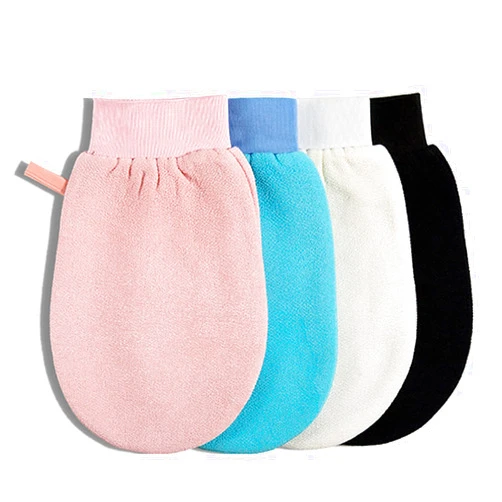 CIDOKAT Exfoliating Mitt For Body Scrub Exfoliator Glove Revive Glow Keesa Exfoliating Glove Exfoliate Bath Korean Deep Exfoliating Gloves For Shower Dead Skin Remover Scrubber Exfoliation 2Pcs Black