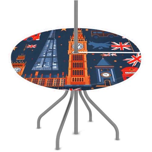 Payeta Outdoor UK Big Ben Waterproof Round Tablecloth with Umbrella Holes with Elasticated Zip for Picnic, Patio, Garden Dark Orange (S-(36''-44''))