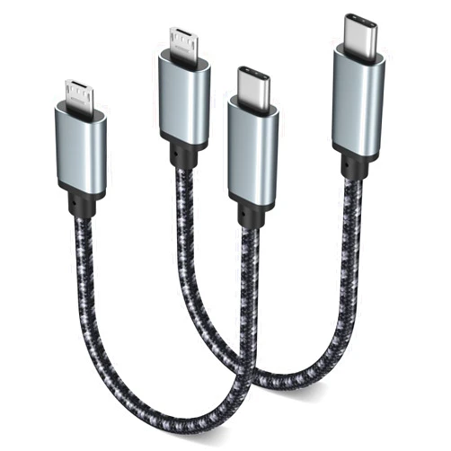 Eversame Short USB C to Micro USB Cable 1FT, Nylon Braided Short Type C to Micro USB OTG Cord for Samsung Galaxy S7 S6, J7, J3, LG, HTC, PS4, Kindle, Android Phone, MacBook Pro Air, USB C Laptop(Grey-1FT)