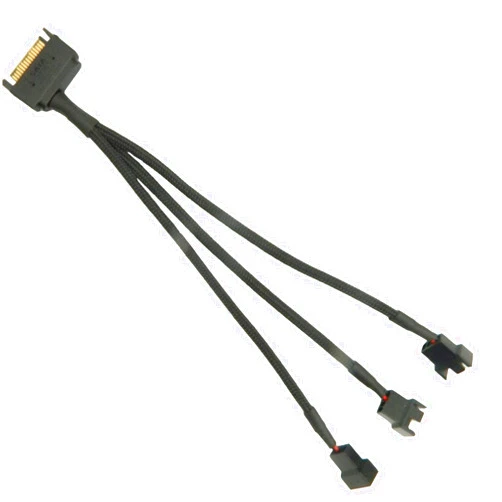 FBHDZVV SATA 1 to 3 Power Splitter Cable 3 Pin / 4 Pin PMW 12V PC Case Fan Power Adapter Cable, 3-Pin/4-Pin PWM Connector to 15 Pin Male SATA Cooling Fan Splitter Y Power Cable