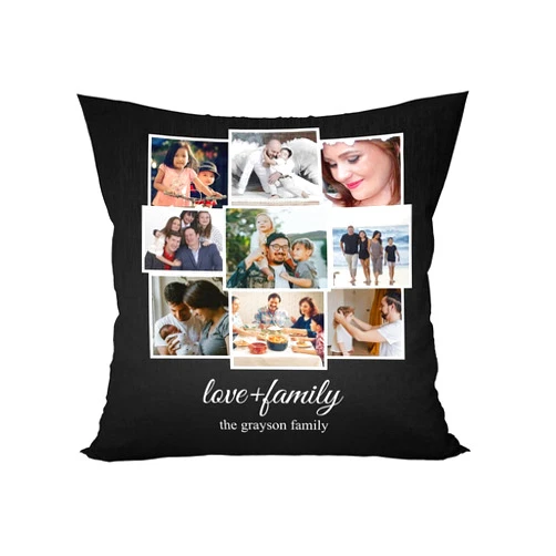 Launchigo Love and Family Collage Customized Pillow for Couple. Customized Photo Pillow with Text for Birthday, Anniversary & Christmas.(Insert+Cover) (Family Collage 05, 18