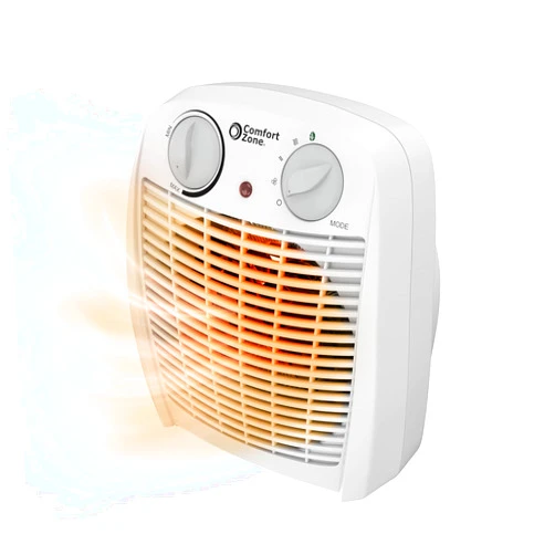 Comfort Zone Indoor Space Heater with Adjustable Thermostat, Fan Forced, Electric, Overheat Protection, Safety Tip-Over Switch, Energy Efficient, Ideal for Home, Bedroom, & Office, 1,500W, CZ45E