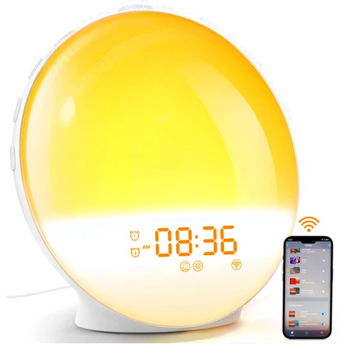Dekala Sunrise Alarm Clock, Wake Up Light, Smart APP Control, Sundown Sleep Sound Machine, Dual Alarms, FM Radio, Natural Alarm Sounds, Alarm Clock for Heavy Sleepers Kids Adults, Ideal Gift