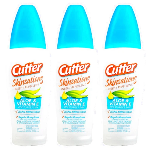 Spectrum Cutter Skinsations Insect Repellent 6oz Pump Aloe & Vitamin- E (3 Pack)