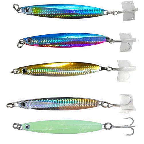 Fish WOW! 5pcs 5.25oz Colt Sniper jigs 150g coltsniper jig with a 3561D-DT MUSTAD 3X Strong Forge High Carbon Steel Treble Hook - 5 Colors Set