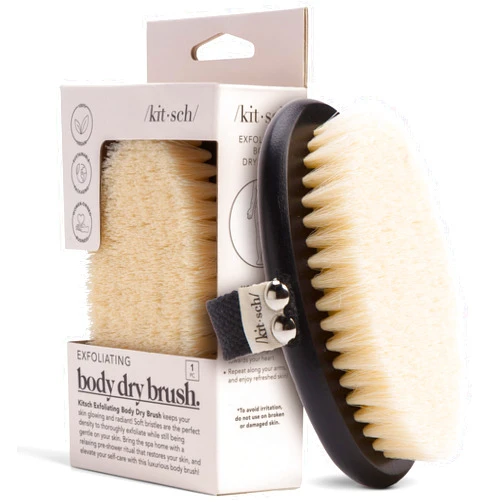 Kitsch Dry Brushing Body Brush for Lymphatic Drainage- Soft Bristles - Reduces Cellulites, Removes Dry Skin and Improves Blood Circulation, Body Exfoliator Scrubber for Glowing Skin, Sauna Accessories