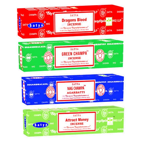 Alaysom Satya Nag Champa White Sage Incense Sticks - Multi-Packs Fine Quality Incense Sticks for Purification, Relaxation, Meditation (4 Pack - Good Vibes)