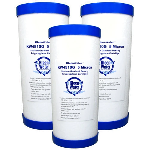 KleenWater KW4510G Dirt Rust Sediment Replacement Filter Cartridge, Compatible with Culligan HD-950A, Set of 3, with OR-100 Compatible O-Ring