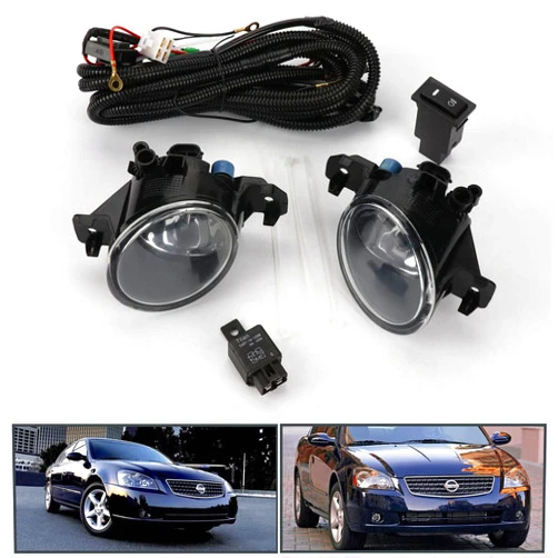Rilycay Clear Lens Fog Lights Lamps kit W/Switch Cable Fog Lights Assembly for Nissan Altima 2004-2013 JDM