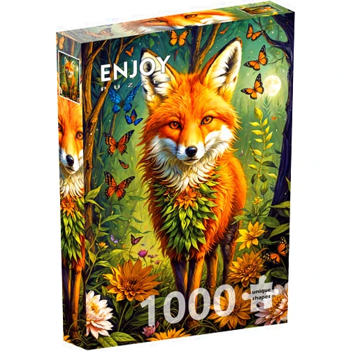ENJOY Puzzle 1000 Pieces Jigsaw Puzzle for Adults – Matte Finish, Soft Touch, Sturdy and Unique Pieces, Tight Fit, Vivid Colors, Missing Pieces Service – Magical Fox in Flower Fantasy Forest – by ENJOY Puzzle