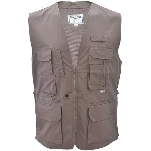 Foxfire Men's Utility Hiking Safari Vest for Travel, Photo, and Outdoor Wear with Pockets, Cotton