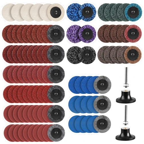 Shineboc 104Pcs Sanding Discs Set，with 1/4 inch Holder 2 inch Quick Change Disc,Surface Conditioning Disc for Die Grinder Surface Prep Strip Grind Polish Burr Finish Rust Paint