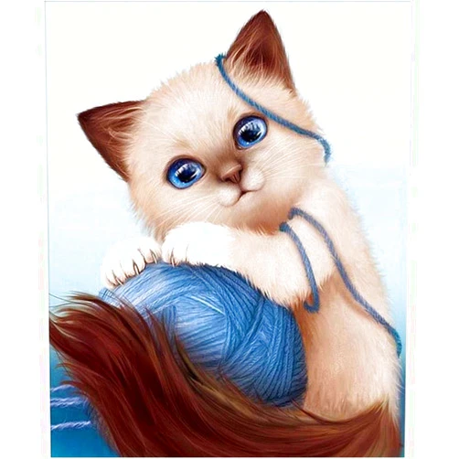 Xdai Puzzles for Adults 1000 Piece -Number Puzzles for Toddlers -Puzzle Boards Portable-Puzzles for Kids Ages 10-12 -Blue Woolen White cat -50x75cm