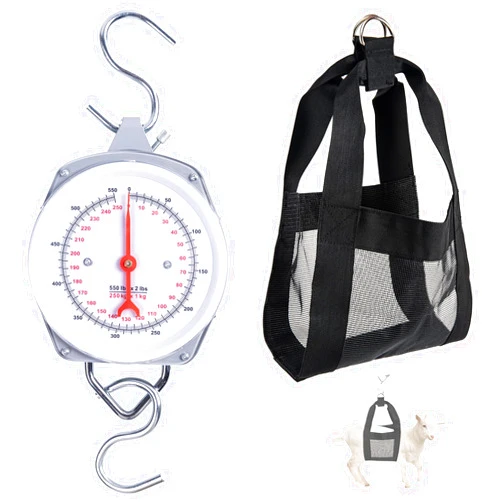 Yogayet Mechanical Hanging Scales 550lb/250kg, Calf Sling and Hanging Weight Scale 2 in 1 Kit, Weighing Sling for Calves Lambs Goats Newborn Livestock Dogs, High Accuracy Spring Dial Weight Scale