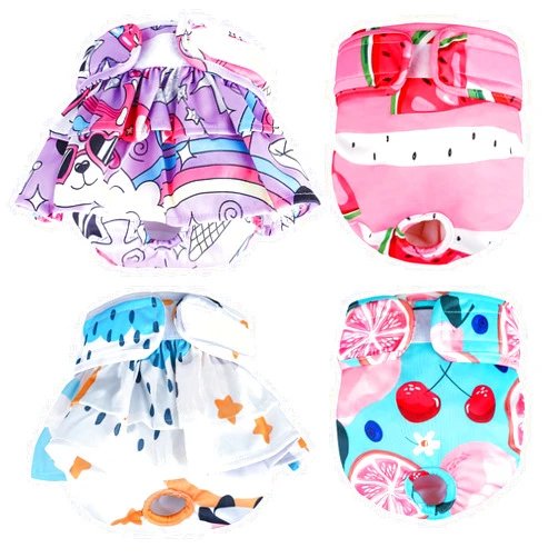 XPCARE Washable Female Dog Diapers (Animals and Fruits, Medium, Count, 4)