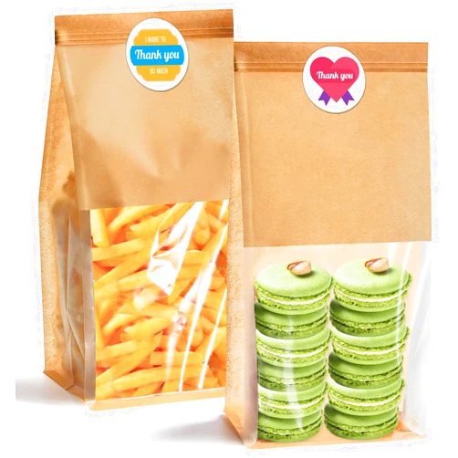 SixWeKit 50 Pack Kraft Paper Bread Bags with Clear Window, 11