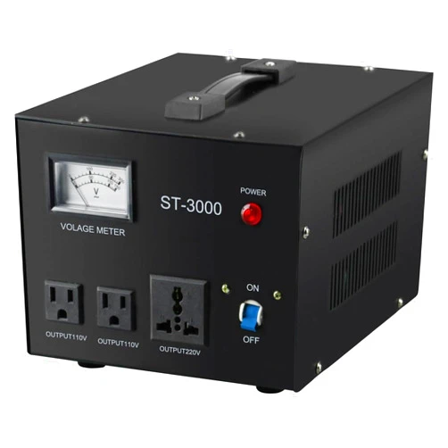 YaeCCC ST-3000 Voltage Transformer Converter Regulator with Voltage Meter - Step Up/Down - 110V/220V - Circuit Breaker Protection